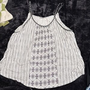 Maurices Black and White Geometric Tank Top